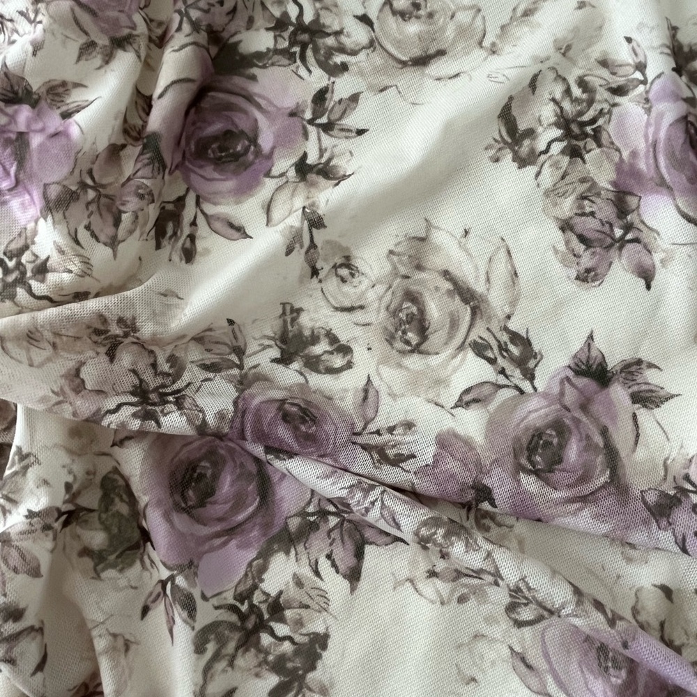 Ardene Lavender Floral off the shoulder Long-Sleeve Blouse Stretch XL - Picture 4 of 7